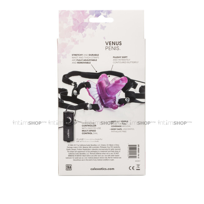 Вибротрусики с выносным пультом ДУ CalExotics Venus Butterfly Venus Penis, розовый, чёрный - фото 4