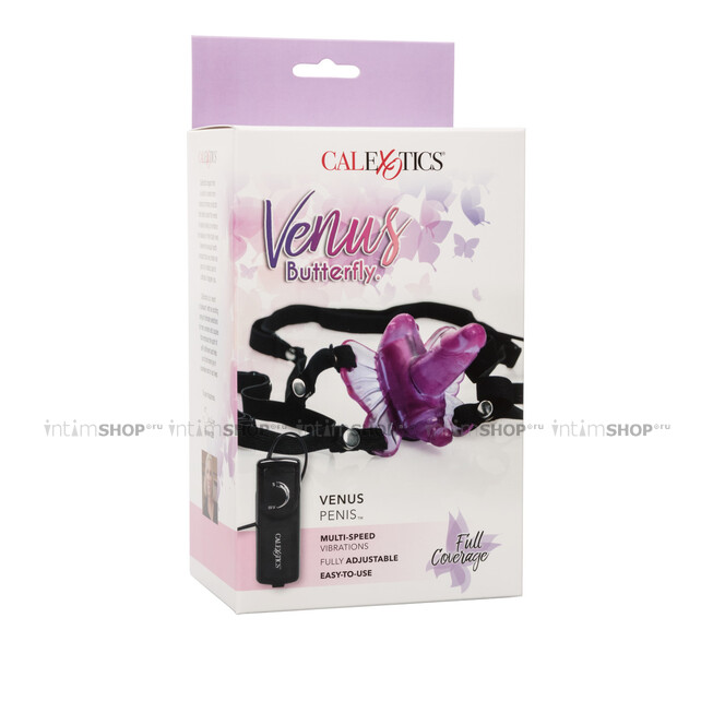 Вибротрусики с выносным пультом ДУ CalExotics Venus Butterfly Venus Penis, розовый, чёрный - фото 3