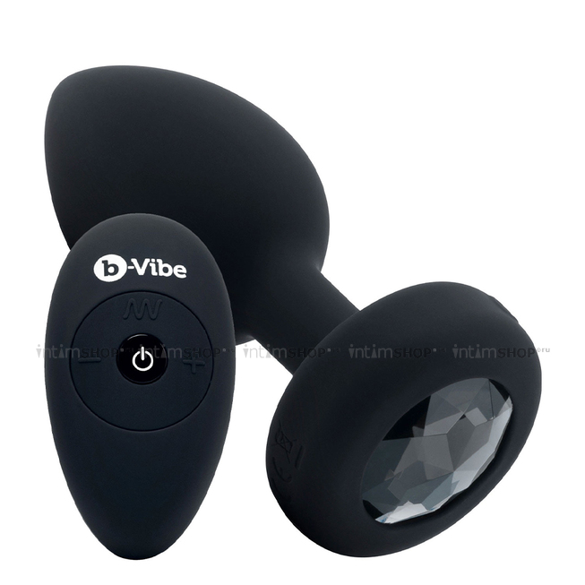 

Вибропробка b-Vibe Jewel XXL с пультом ДУ, черная с черным кристаллом