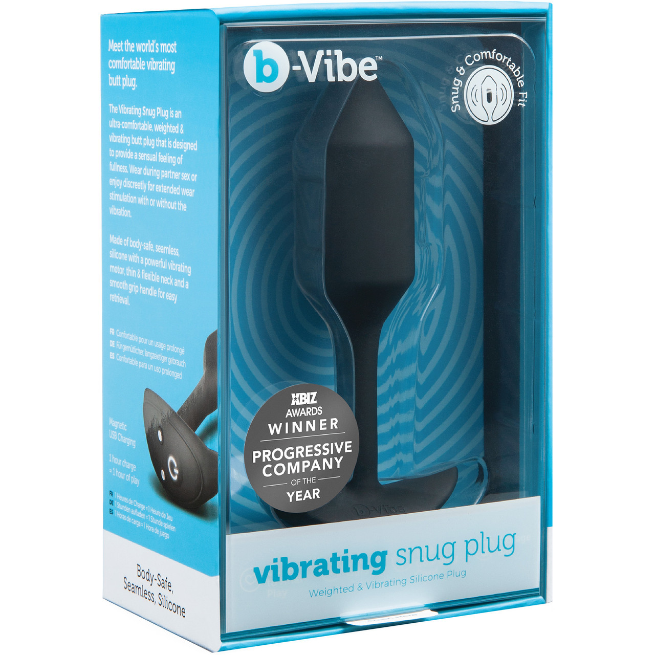 Вибропробка для ношения b-Vibe Vibrating Snug Plug 2, черная