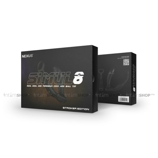 Вибростимулятор простаты Nexus Simul8 Stroker Edition с кольцами для пениса и мошонки, черный - фото 2