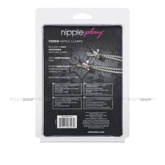 Зажимы на соски Nipple Play Tiered Nip Clamps с цепочкой, серебристый - фото 4